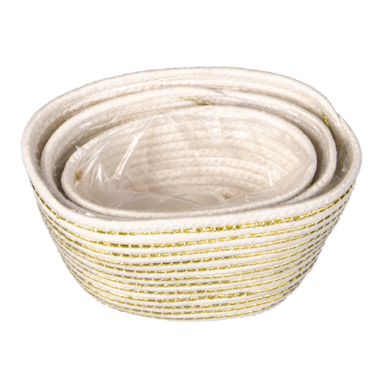 Clayre & Eef | Opbergmanden Set van 3 Wit 28x14x14 / 26x12x12 / 24x10x12 cm | 6RO0527