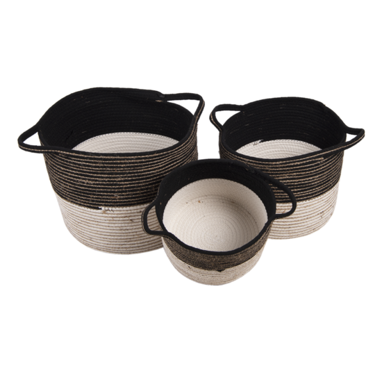 Clayre & Eef | Opbergmanden Set van 3 Zwart ø 52x31 / ø 46x27 / ø 37x23 cm | 6RO0528