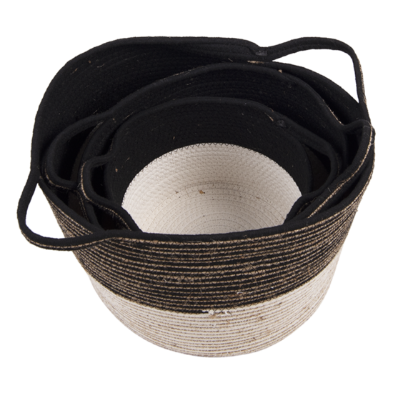 Clayre & Eef | Opbergmanden Set van 3 Zwart ø 52x31 / ø 46x27 / ø 37x23 cm | 6RO0528