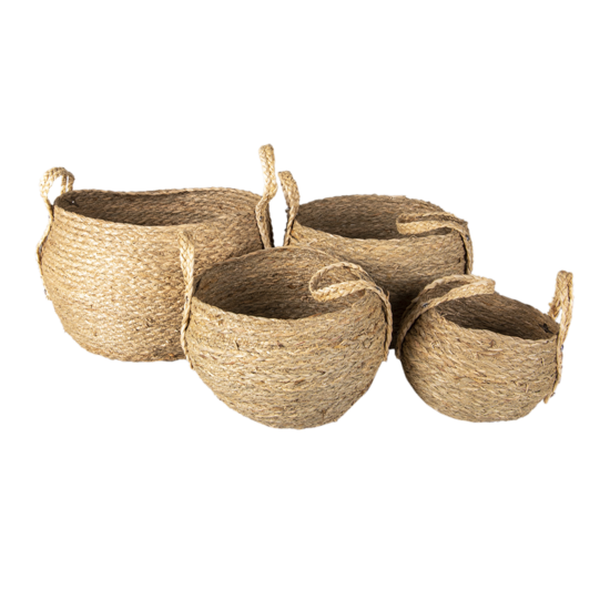 Clayre & Eef | Opbergmanden Set van 4 Bruin ø 30x33 / ø 28x30 / ø 23x25 / ø 19x20 cm | 6RO0540