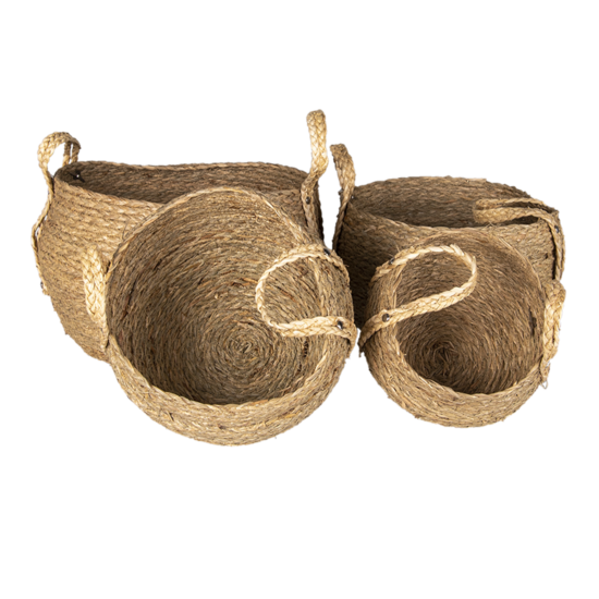 Clayre & Eef | Opbergmanden Set van 4 Bruin ø 30x33 / ø 28x30 / ø 23x25 / ø 19x20 cm | 6RO0540