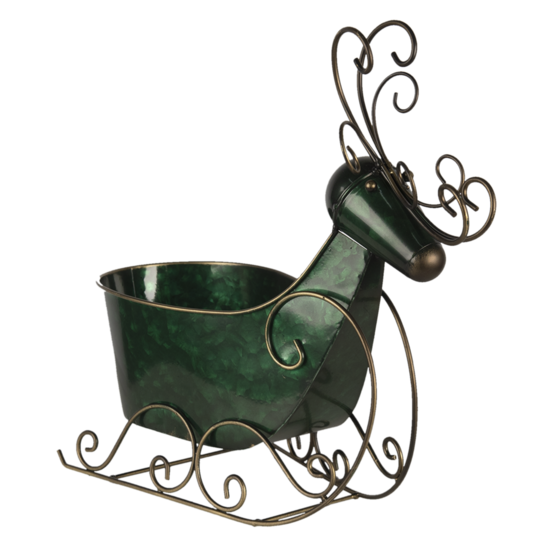 Clayre & Eef | Kerstdecoratie Beeld Rendier Groen 34x17x37 cm | 6Y4444