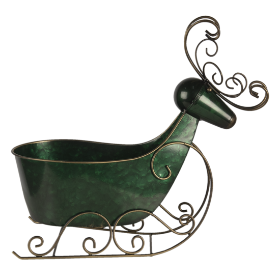 Clayre & Eef | Kerstdecoratie Beeld Rendier Groen 34x17x37 cm | 6Y4444