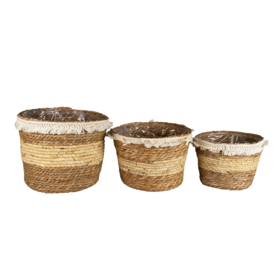 Clayre & Eef | Opbergmanden Set van 3 Bruin ø 32x25 / ø 28x21 / ø 24x18 cm | 6RO0536
