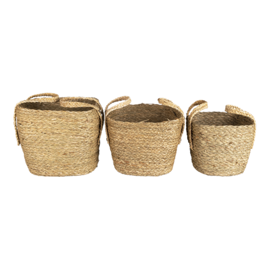 Clayre & Eef | Opbergmanden Set van 3 Bruin 25x25x34 / 24x20x28 / 21x18x25 cm | 6RO0539