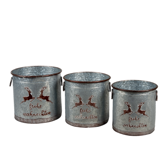Clayre & Eef | Bloempotten Binnen Set van 3 Grijs ø 33x31 / ø 30x29 / ø 27x27 cm | 6Y4452