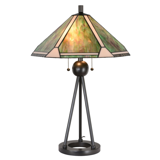 Clayre & Eef | Tiffany Tafellamp Groen, Bruin, Beige ø 50x73 cm E27/max 2x60W | 5LL-6165