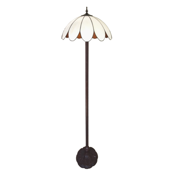 Clayre & Eef | Tiffany Vloerlamp Wit ø 46x166 cm E27/max 2x60W | 5LL-6148