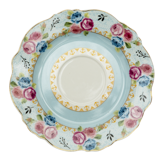 Clayre & Eef | Kop en schotel Blauw, Wit 12x9x7 cm / ø 15x2 cm / 160 ml | 6CE1279