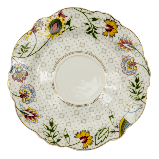 Clayre & Eef | Kop en schotel Wit, Zwart 12x9x6 cm / ø 15x2 cm / 200 ml | 6CE1283