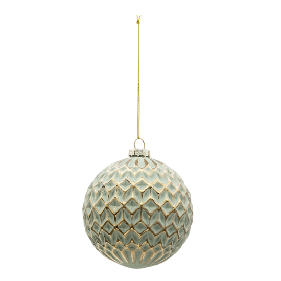 Clayre & Eef | Kerstballen Set van 4 Goudkleurig, Groen ø 10x10 cm | 6GL3294