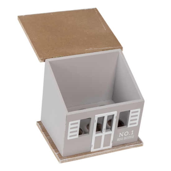 Clayre & Eef | Eierkastje Huisje Grijs Bruin 20x14x18 cm | 6H2069
