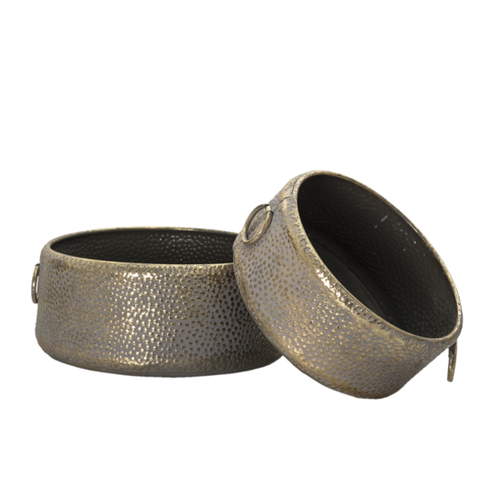 Clayre & Eef | Decoratief Dienblad Set van 2 Grijs ø 40x16 / ø 33x13 cm | 6Y4551
