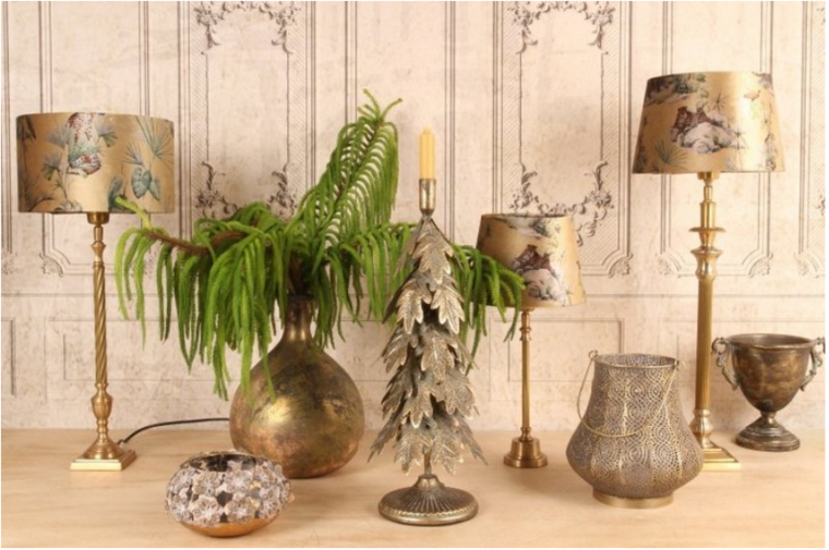 Windlicht bloemen Ø 17 cm goud ijzer | Dutch Style | 11347404 2