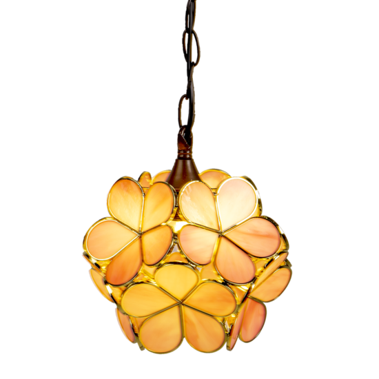 Clayre & Eef | Hanglamp Tiffany Roze, Geel 21x21x17/90 cm E14/max 1x40W | 5LL-6093