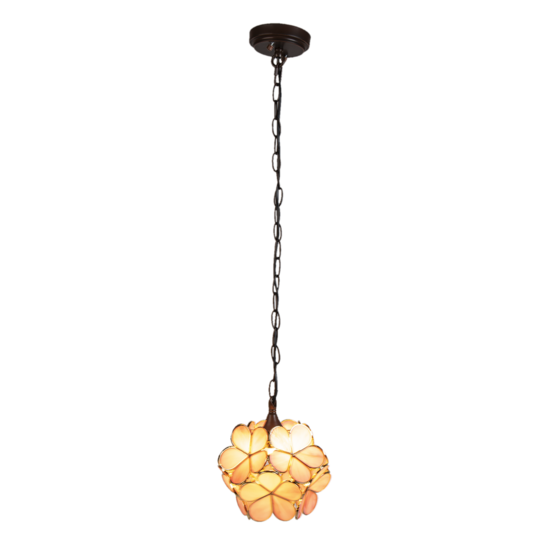 Clayre & Eef | Hanglamp Tiffany Roze, Geel 21x21x17/90 cm E14/max 1x40W | 5LL-6093