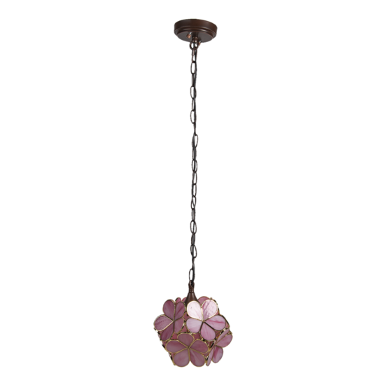 Clayre & Eef | Hanglamp Tiffany Roze, Geel 21x21x17/90 cm E14/max 1x40W | 5LL-6093