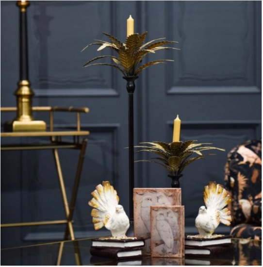Kandelaar kaarsenhouder palmboom 33 cm x 18 cm zwart goud ijzer | Dutch Style | 11344404 3