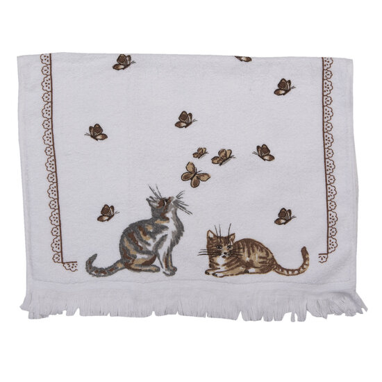 Clayre & Eef | Gastendoekje Wit, Bruin, Zwart 40x66 cm | CT014