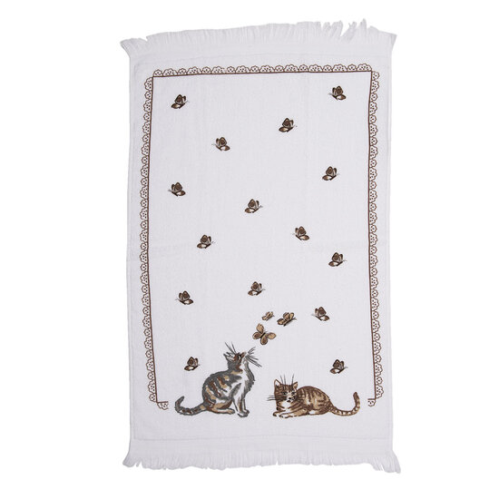 Clayre & Eef | Gastendoekje Wit, Bruin, Zwart 40x66 cm | CT014