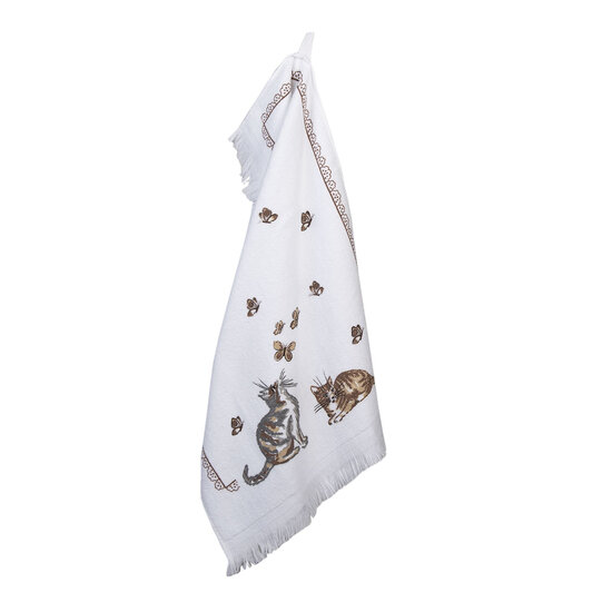 Clayre & Eef | Gastendoekje Wit, Bruin, Zwart 40x66 cm | CT014