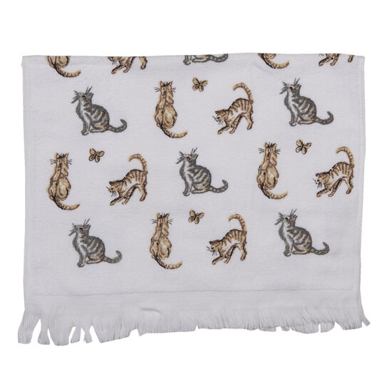 Clayre &amp; Eef   | Gastendoekje Wit, Grijs 40x66 cm | CT015