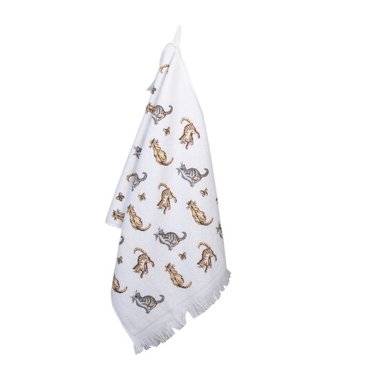 Clayre &amp; Eef   | Gastendoekje Wit, Grijs 40x66 cm | CT015