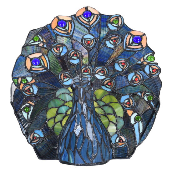 Clayre & Eef | Tiffany Tafellamp Blauw, Groen 32x35x30 cm E14/max 1x40W | 5LL-6044