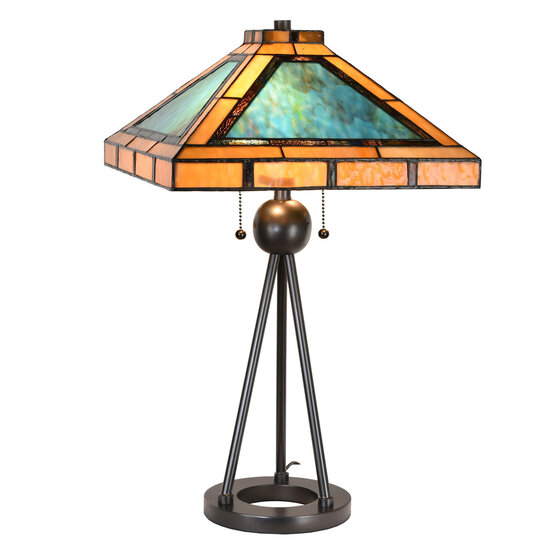 Clayre & Eef | Tiffany Tafellamp Groen, Bruin, Beige 61x61x73 cm E27/max 2x60W | 5LL-6164