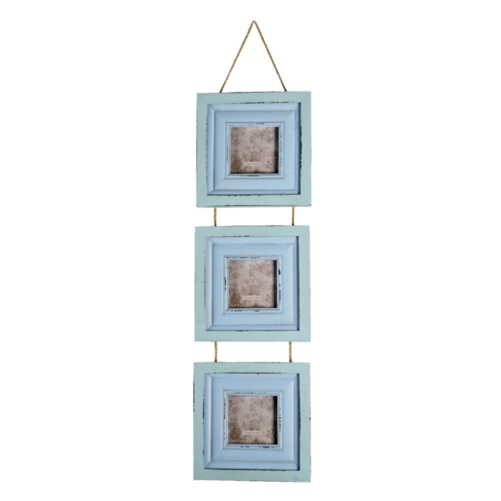 Clayre & Eef | Fotolijst Blauw 16x2x64 cm /(3) 7x7 cm | 2F0877