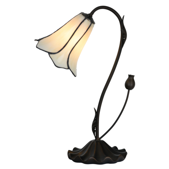 Clayre & Eef | Tiffany Tafellamp Wit ø 17x43 cm E14/max 1x25W | 5LL-6046