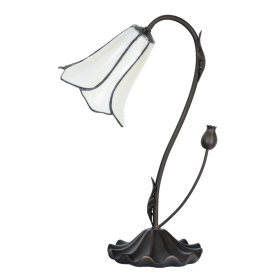 Clayre & Eef | Tiffany Tafellamp Wit ø 17x43 cm E14/max 1x25W | 5LL-6046