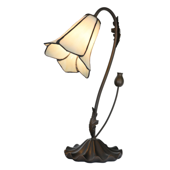 Clayre & Eef | Tiffany Tafellamp Wit ø 17x43 cm E14/max 1x25W | 5LL-6046