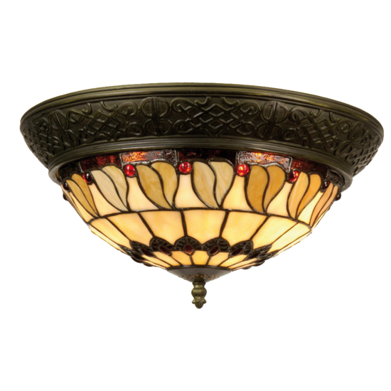 Clayre & Eef | Plafondlamp Tiffany Beige, Bruin ø 38x19 cm E14/max 2x40W | 5LL-5547
