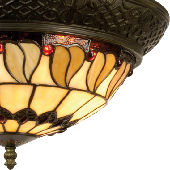 Clayre & Eef | Plafondlamp Tiffany Beige, Bruin ø 38x19 cm E14/max 2x40W | 5LL-5547
