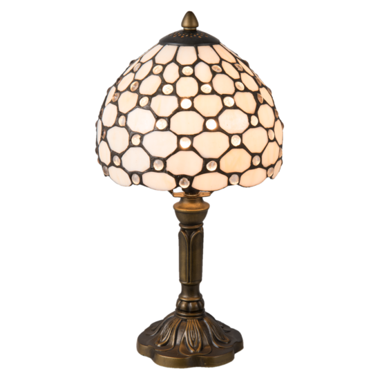 Clayre & Eef | Tiffany Tafellamp Wit, Bruin ø 21x38 cm E14/max 1x40W | 5LL-5879