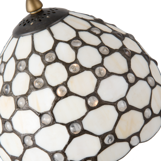 Clayre & Eef | Tiffany Tafellamp Wit, Bruin ø 21x38 cm E14/max 1x40W | 5LL-5879