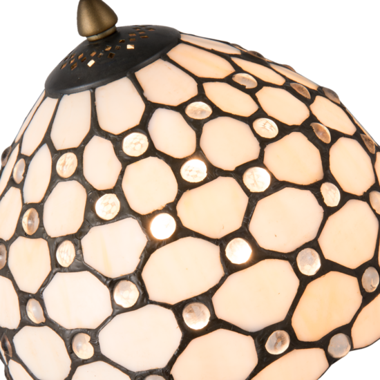 Clayre & Eef | Tiffany Tafellamp Wit, Bruin ø 21x38 cm E14/max 1x40W | 5LL-5879