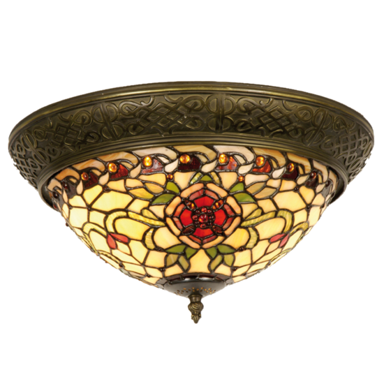 Clayre & Eef | Plafondlamp Tiffany Rood, Groen ø 38x19 cm E14/max 2x40W | 5LL-5356