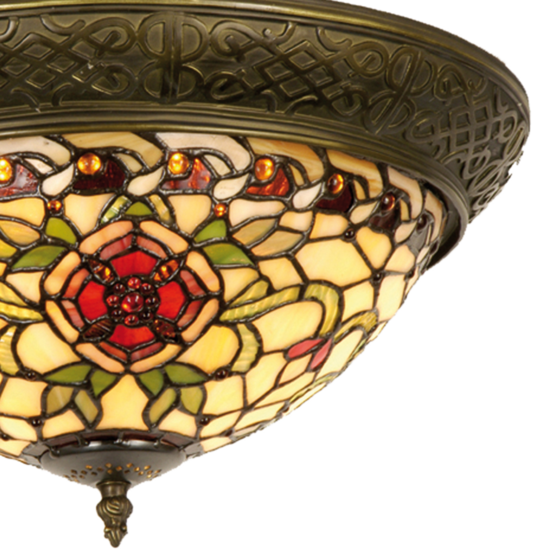 Clayre & Eef | Plafondlamp Tiffany Rood, Groen ø 38x19 cm E14/max 2x40W | 5LL-5356