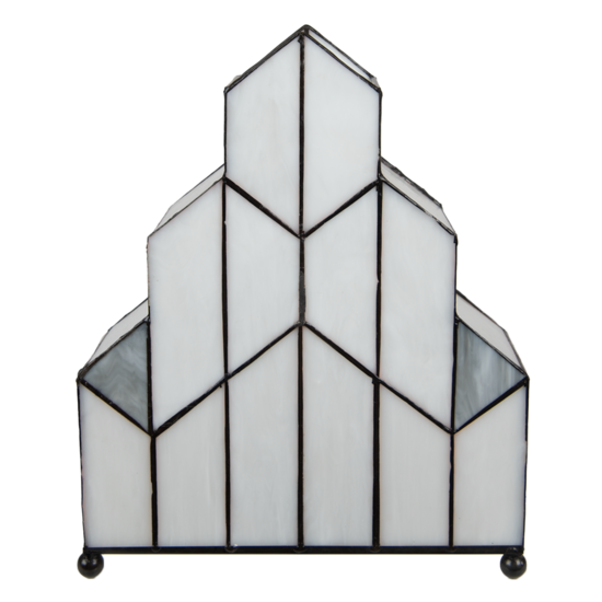 Clayre & Eef | Tiffany Tafellamp Wit 30x4x25 cm E14/max 1x40W | 5LL-6119