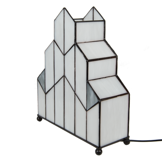 Clayre & Eef | Tiffany Tafellamp Wit 30x4x25 cm E14/max 1x40W | 5LL-6119
