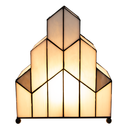 Clayre & Eef | Tiffany Tafellamp Wit 30x4x25 cm E14/max 1x40W | 5LL-6119