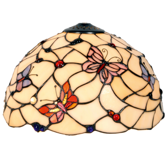 Clayre &amp; Eef   | Lampenkap Tiffany Beige, Roze &oslash; 30x20 cm | 5LL-770
