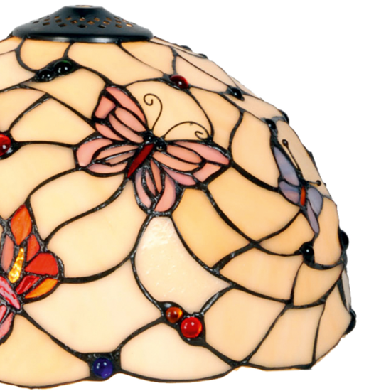 Clayre &amp; Eef   | Lampenkap Tiffany Beige, Roze &oslash; 30x20 cm | 5LL-770