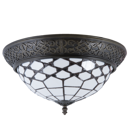 Clayre & Eef | Plafondlamp Tiffany Wit, Bruin ø 38x19 cm E14/max 2x40W | 5LL-5891