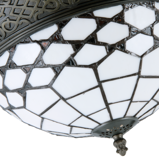 Clayre & Eef | Plafondlamp Tiffany Wit, Bruin ø 38x19 cm E14/max 2x40W | 5LL-5891