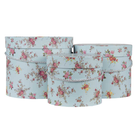 Hoedendoos (set van 3) ø 23*19 / ø 20*16 / ø 17*14 cm Blauw | 65008 | Clayre & Eef 1