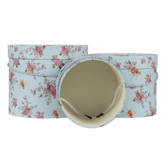 Hoedendoos (set van 3) ø 23*19 / ø 20*16 / ø 17*14 cm Blauw | 65008 | Clayre & Eef 2