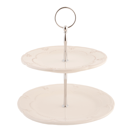 Clayre & Eef | Etagère 2 laags Beige ø 21x23 cm | 6CE0266